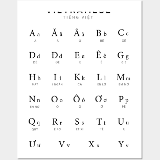 Vietnamese Alphabet Chart, Vietnam Language Chart, White Posters and Art